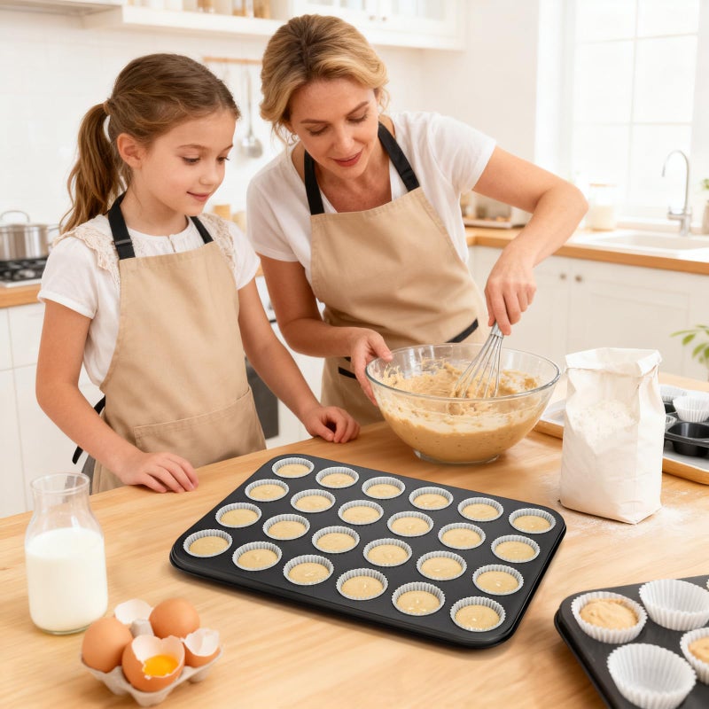 Kingrol 24-Cup Nonstick Mini Cupcake & Muffin Pans, Carbon Steel Baking Pans, Cake Moulds - 2 Pack - Image 5